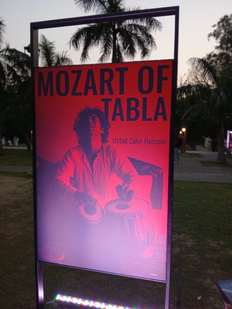 A poster from the tribute to Ustad Zakir Hussain that took place here.